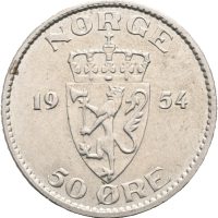 1954 50 øre Haakon VII, 01