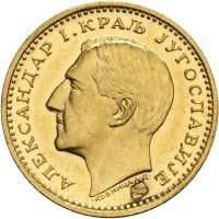 1931 Jugoslavia dukat Alexander I, myntmerke kornaks, 0/01