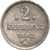 1842 2 skilling Carl XIV Johan, 01