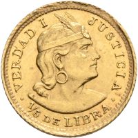 1926 Venezuela 1/5 pounds, 1,6 g .917 gull, 1+/01