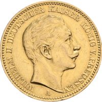 1908 A Preussen 20 mark Wilhelm II, 7,95 g .900 gull, 01