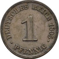 1895 S Det tyske rike 1 pfennig, 1+