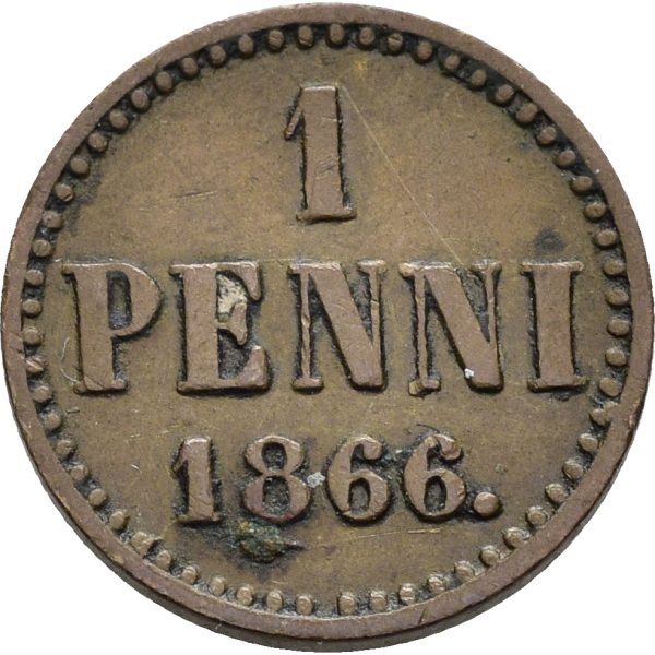 1866 Finland penni Alexander II, 1+