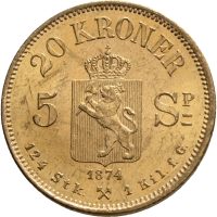1874 20 kroner Oscar II, kontaktmerker, 01