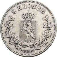 1887 2 kroner Oscar II, 1+