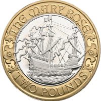 2011 England 2 pounds Elizabeth II, Mary Rose, piedfort, opplag max. 4.000 stk., 24 g .925 sølv, proof