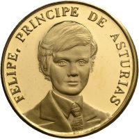 1.11.1977 Spania medalje til prins Felipe, 6,98 g .900 gull, 0