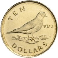 1973 Bahamas 10 dollars Elizabeth II, Uavhengighet, 1,45 g .750 gull, 0