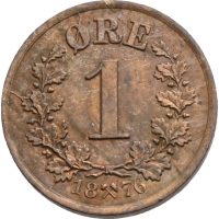 1876 1 øre Oscar II, 01