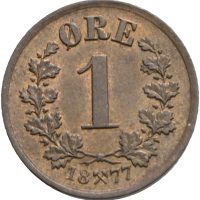 1877 1 øre Oscar II, 01