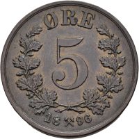 1896 5 øre Oscar II, 1+/01