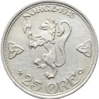 1915 25 øre Haakon VII, 01