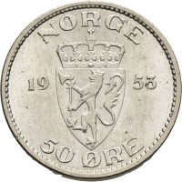 1953 50 øre Haakon VII, 0/01