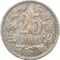 1896 25 øre Oscar II, 1