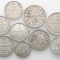 1869-1923 Russland og Sovjet 5, 10, 15, 20 kopek, lott 9 stk., VK