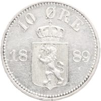 1889 10 øre Oscar II, 1+/01