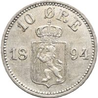 1894 10 øre Oscar II, 1+/01