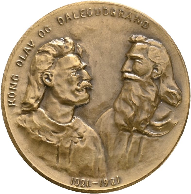 Kong Olav og Dalegudbrand 1021-1921, Throndsen, 31 mm, bronse, 0