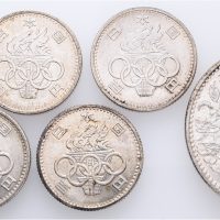 1964 Japan 1000 yen og 5 x 100 yen OL Tokyo, 01-0/01