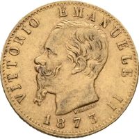 1873 Italia 20 lire Vittorio Emanuele II, Milan, 1+