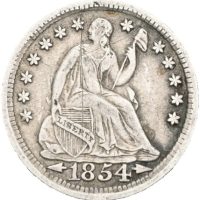1854 USA 1/2 dime, 1