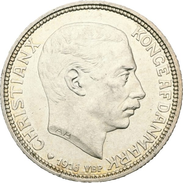 1916 Danmark 2 kroner Christian X, 0/01