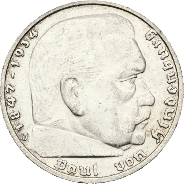 1938 J Tyskland 5 reichsmark, 1+/01