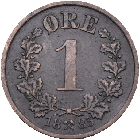 1885 1 øre Oscar II, 1/1+