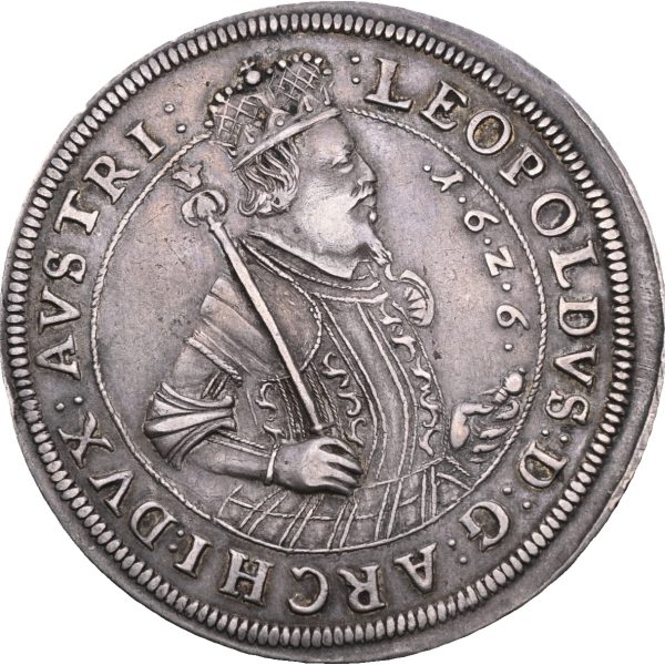 1626 Det tysk-romerske riket 1 taler Leopold V (1619-1632), 28,00 g, Hall, 1+/01