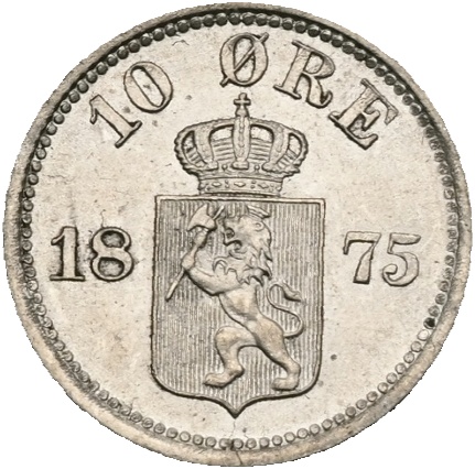 1875 10 øre Oscar II, 0