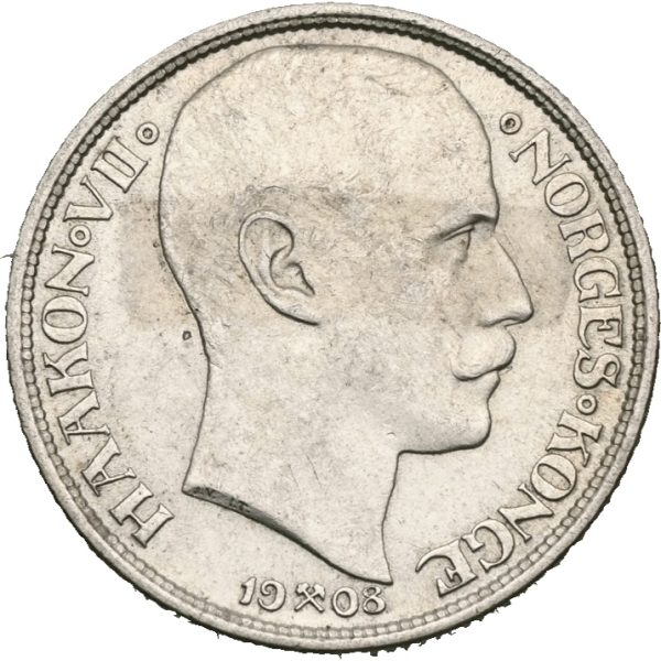 1908 1 krone Haakon VII, 01