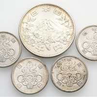 1964 Japan 1000 yen og 4 x 100 yen OL Tokyo, 01-0/01
