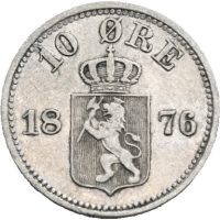 1876 10 øre Oscar II, 1+