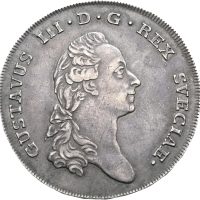 1775 Sverige riksdaler - 3 daler, Gustav III, blankettfeil, 1+