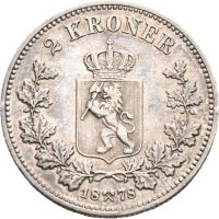 1878 2 kroner Oscar II, 1+/01