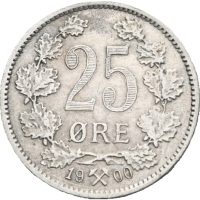1900 25 øre Oscar II, 1+