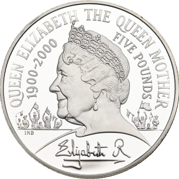 2000 England 5 pounds Elizabeth II, piedfort, 56,56 g .925 sølv, proof