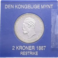 1887 2 kroner, nypreg i sølv, 0