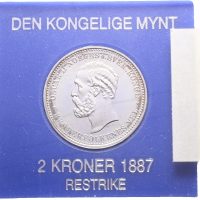 1887 2 kroner, nypreg i sølv, 0