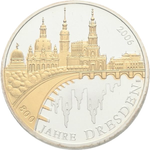 2006 Tyskland 10 euro Dresden 800 years, 18 g .925 sølv, proof