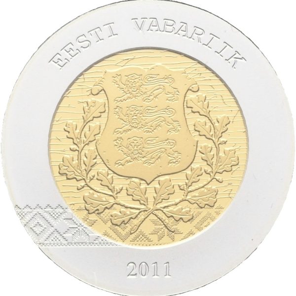 2011 Estland 20 euro Entry into Eurozone, bimetallic, liten ripe, proof