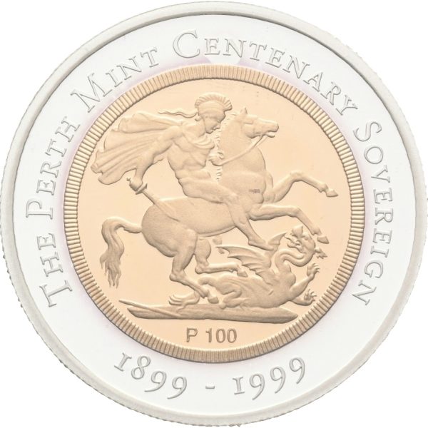 1999 Australia 100 dollars Centenary Sovereign, bimetalic, proof