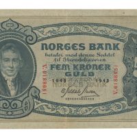 1943 5 kroner V.6188651, 2. utgave, 1