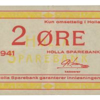 1941 2 øre, Holla sparebank, Kredittmerke, 1