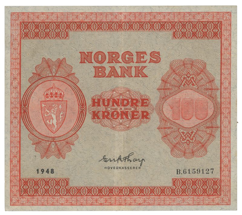 1948 100 kroner B6159127, 3. utgave, 1