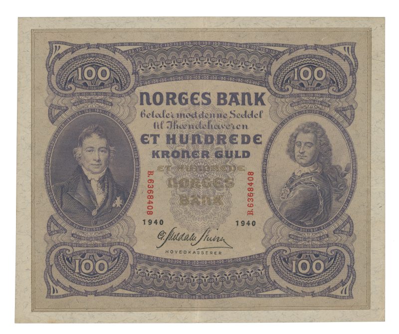 1940 100 kroner B.6368408, 2. utgave, 1/1+