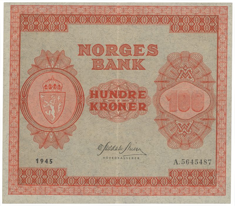 1945 100 kroner A.5645487, 1+