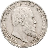 1909 F Tysk Keiserriket, Württemberg 3 mark Wilhelm II, 1