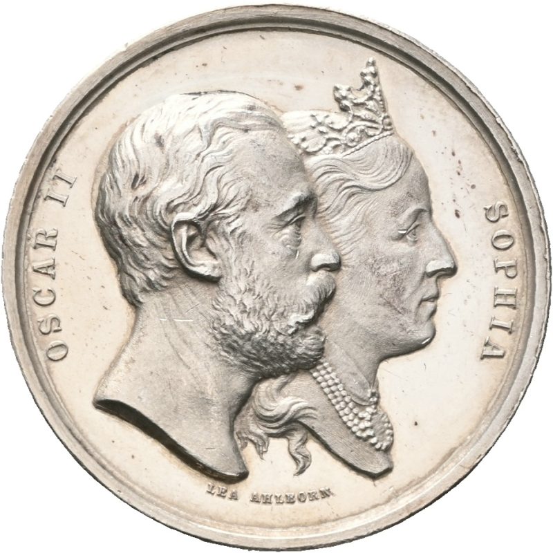 1882 Sverige sølvbryllupsmedalje Oskar II og Sofia, sølv, 0/01