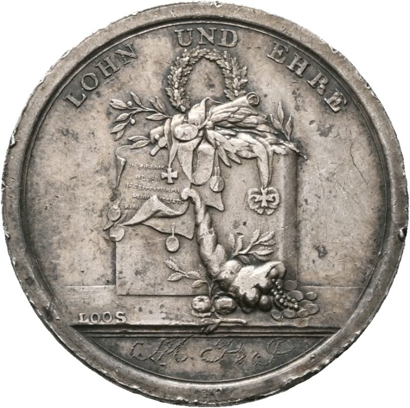 1768-1819 Preussen medalje "Lohn und Ehre den Arbeitsamen", Loos, initialer inngravert, sølv, 1+